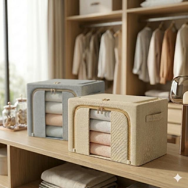 Caja Organizadora Plegable | 24 Litros | Tela y Metal
