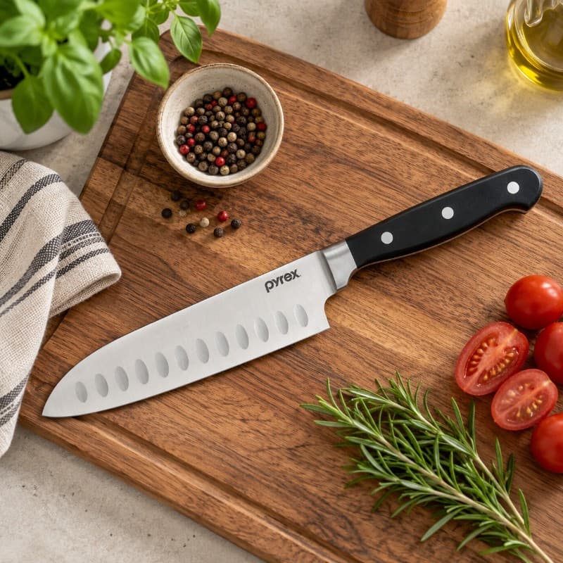 Cuchillo Santoku Pyrex Centurión 6.75” (17 cm) de Acero Inoxidable