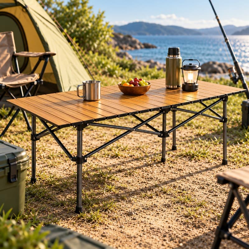 Mesa Plegable para Camping, Playa y Pesca 55 x 95  x 50cm
