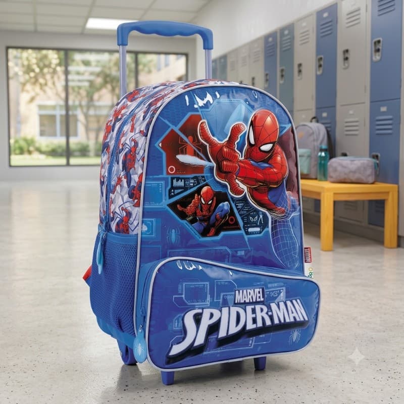 Mochila con Carro Spider-Man "Azul Tech" | 16" | Wabro