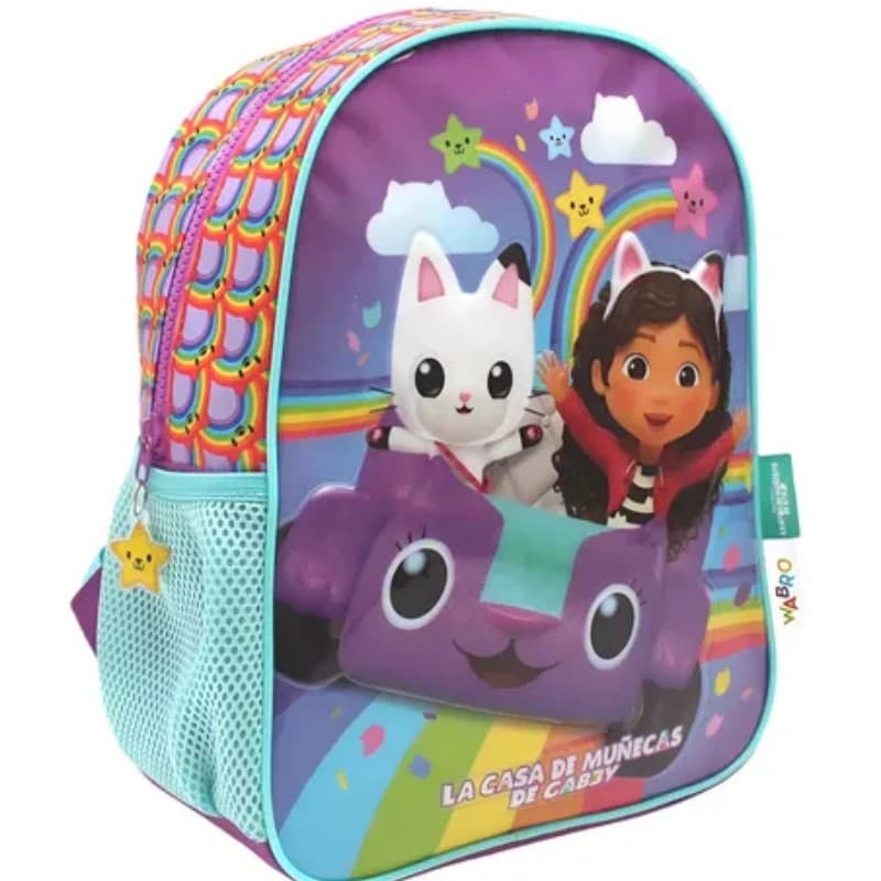 Mochila de Espalda Gabby's Dollhouse "Arco Iris" | 12" | Rosa - Wabro