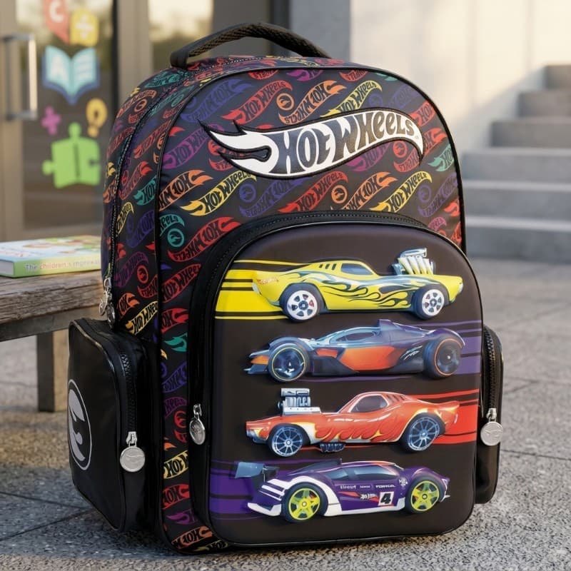 Mochila de Espalda Hot Wheels "Fast" | 14" | Negro - Wabro