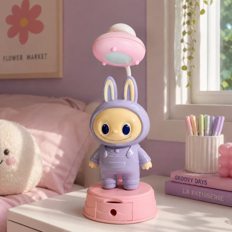 Lámpara Velador Labubu  Friends con Cable USB y Sacapuntas