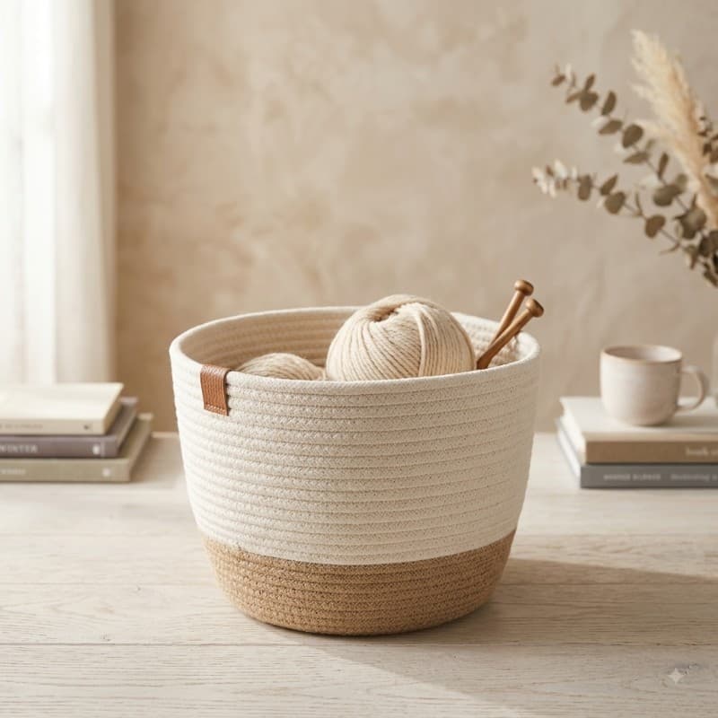 Organizador Textil de Algodón | Orden Moderno y Delicado | Multiuso para el Hogar | 23x16 cm