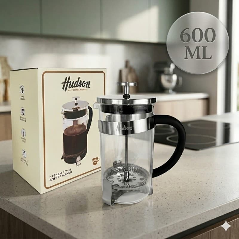 Cafetera Prensa Francesa Hudson | 600 ml | Vidrio & Acero Inoxidable