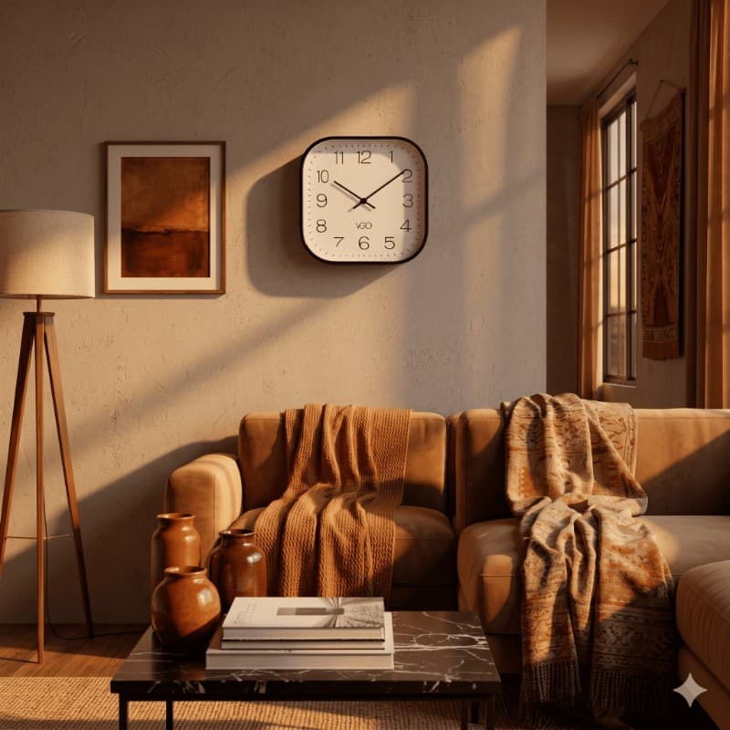 Reloj de Pared Cuadrado | Lectura de Alta Precisión | Diseño Escandinavo | Marco Negro Mate  | 18 cm