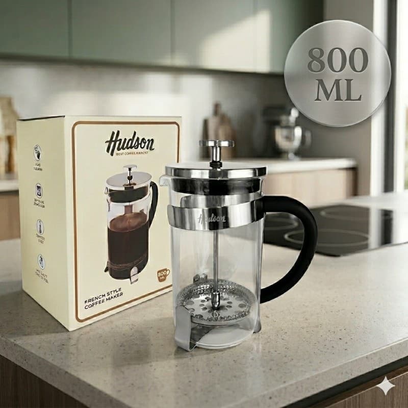 Cafetera Prensa Francesa Hudson | 800 ml | Vidrio Templado & Acero