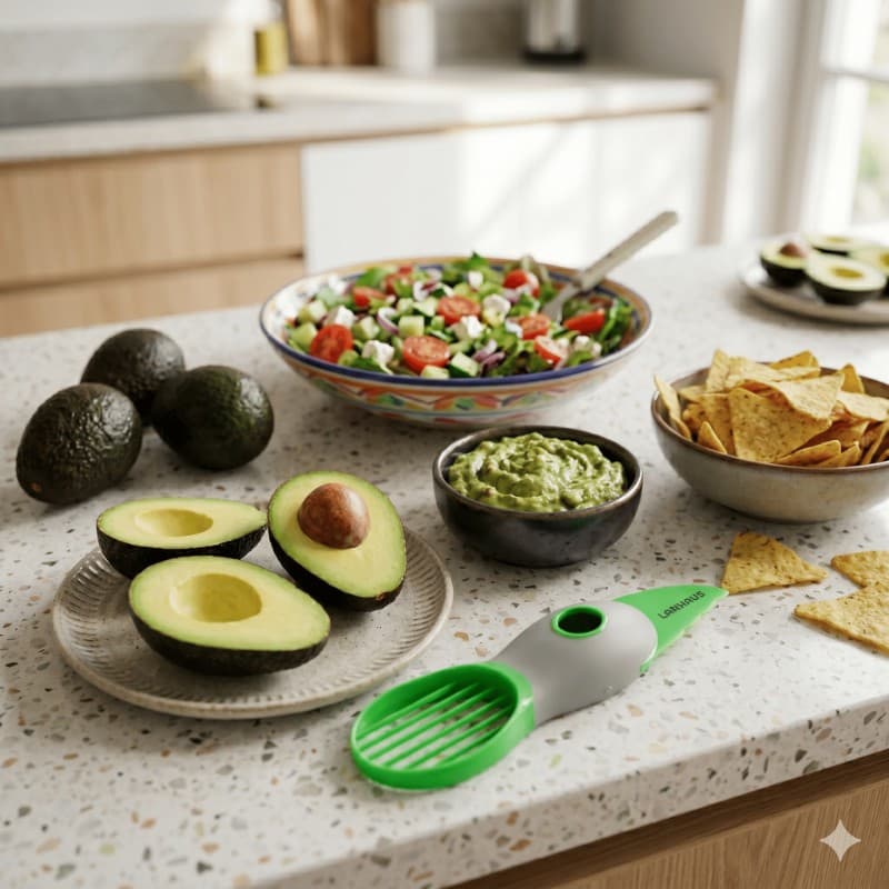 Cortador de Palta 3 en 1 | Rodajas Perfectas y Seguras | Plástico de Alta Resistencia y Agarre Antideslizante | Larhaus