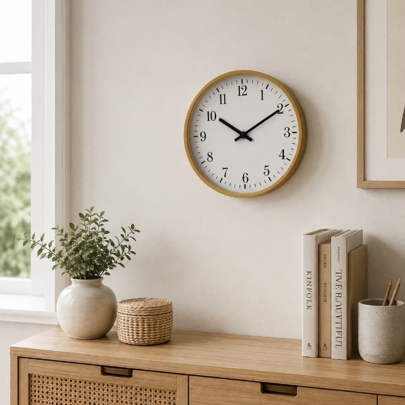 Reloj de Pared VGO Clásico 30 cm con Marco Símil Madera
