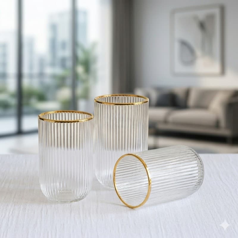 Set x6 Vasos Altos Nex Cook | Diseño de Líneas Verticales | 450 ml
