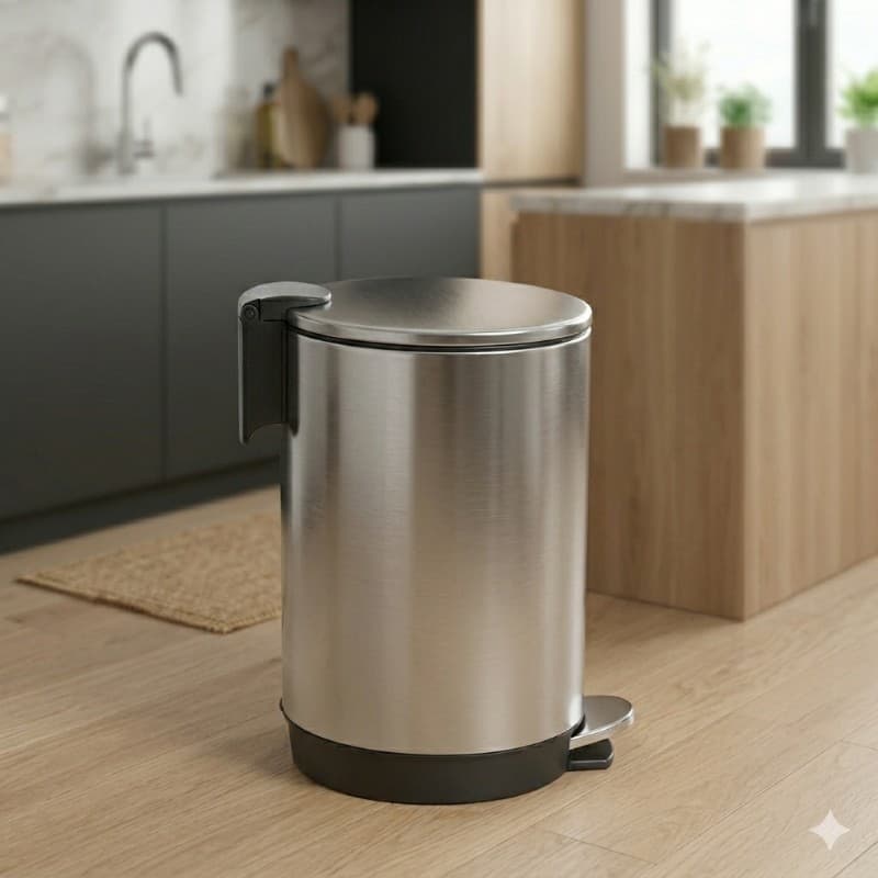 Tacho Round Slim | 5 Litros | Blanco Mate con Cierre Suave