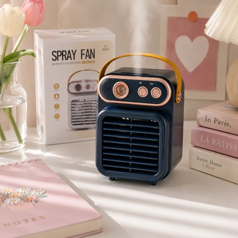 Ventilador con Humidificador Spray Fan Portátil USB Recargable