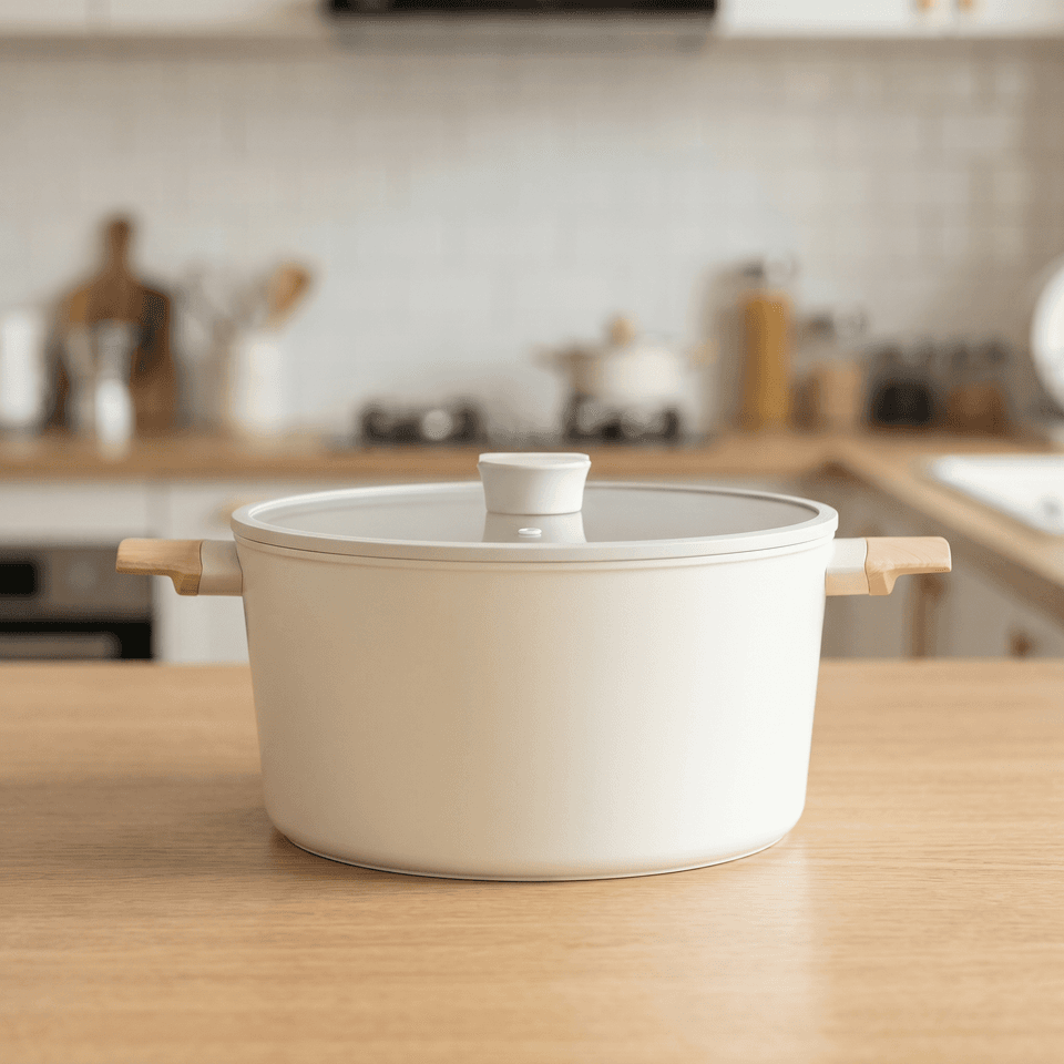 Cacerola de 24 cm | Hudson Ceramica Harmony| Aluminio con Revestimiento Cerámico Triple Capa y Tapa de Vidrio