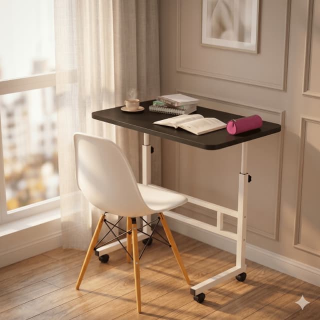 Mesa Auxiliar Regulable | Tu Espacio de Trabajo y Relax Móvil | Madera MDF | Altura Adaptable y Ruedas con Freno