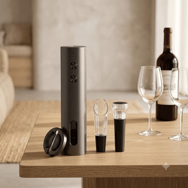 Sacacorchos Eléctrico Recargable USB Nex Cook| Apertura Limpia y Set de Sommelier | ABS y Metal | Con Cortador, Aireador y Tapón de Vacío